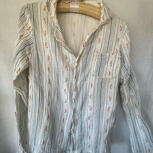 The fleece company striped floral muslin pajamas size small